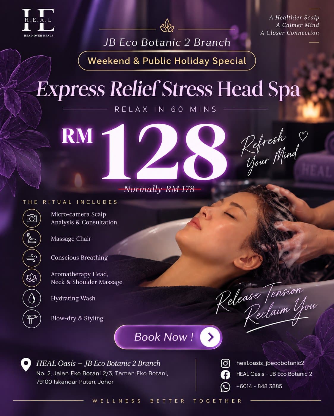 JB Eco Botanic 2 Special Weekend Promo Express Relief Stress Head Spa RM128 (60 Mins)