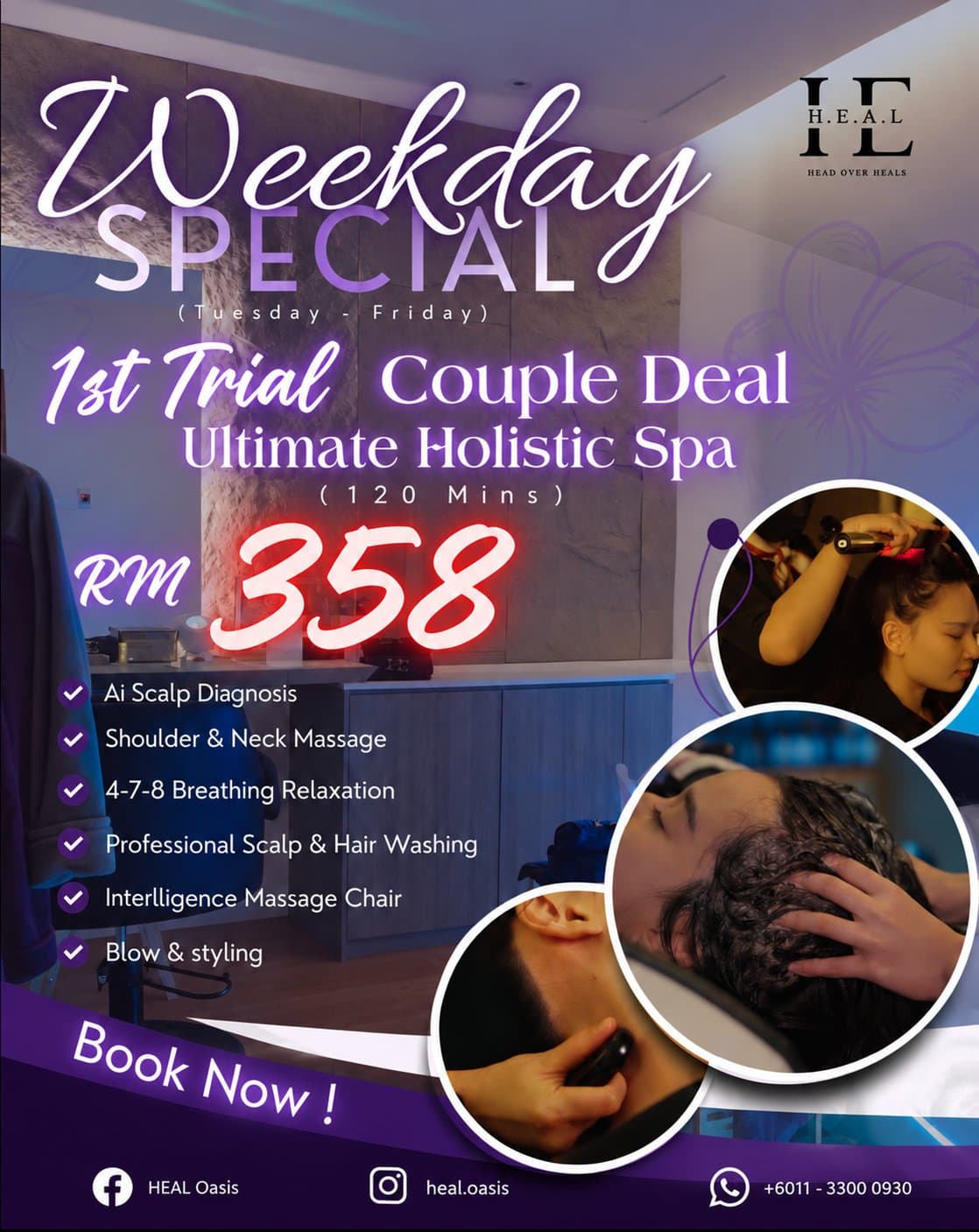 First Trial Weekday Couple Deal Ultimate Holistic Spa RM358 (120 Mins)