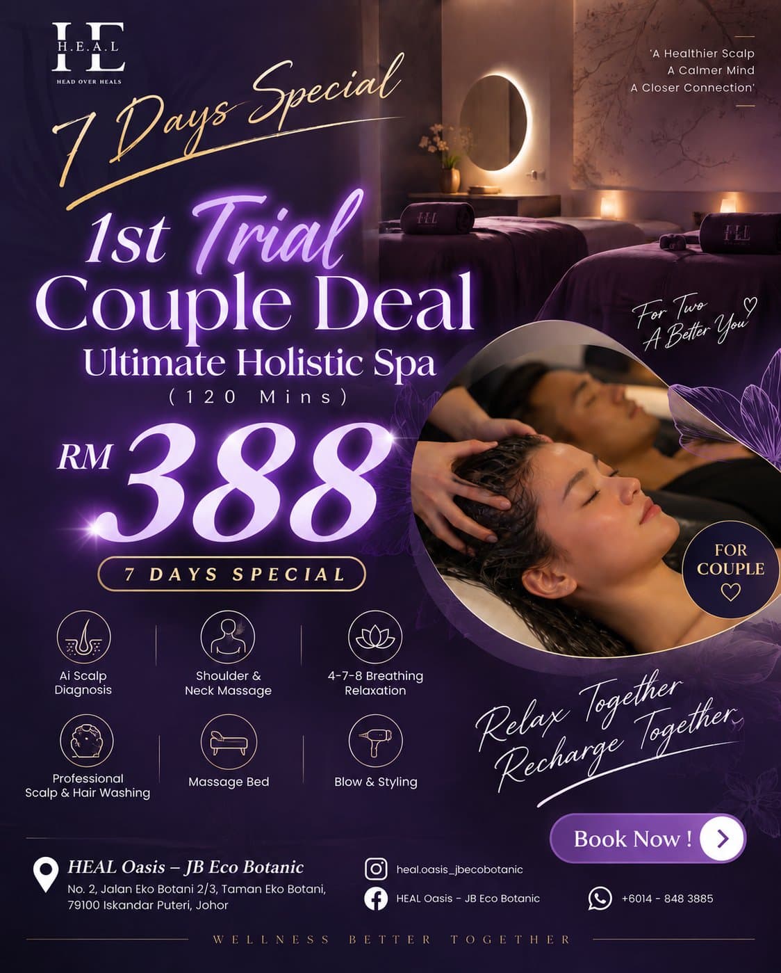 First Trial Couple Deal Ultimate Holistic Spa RM388 (120 Mins)